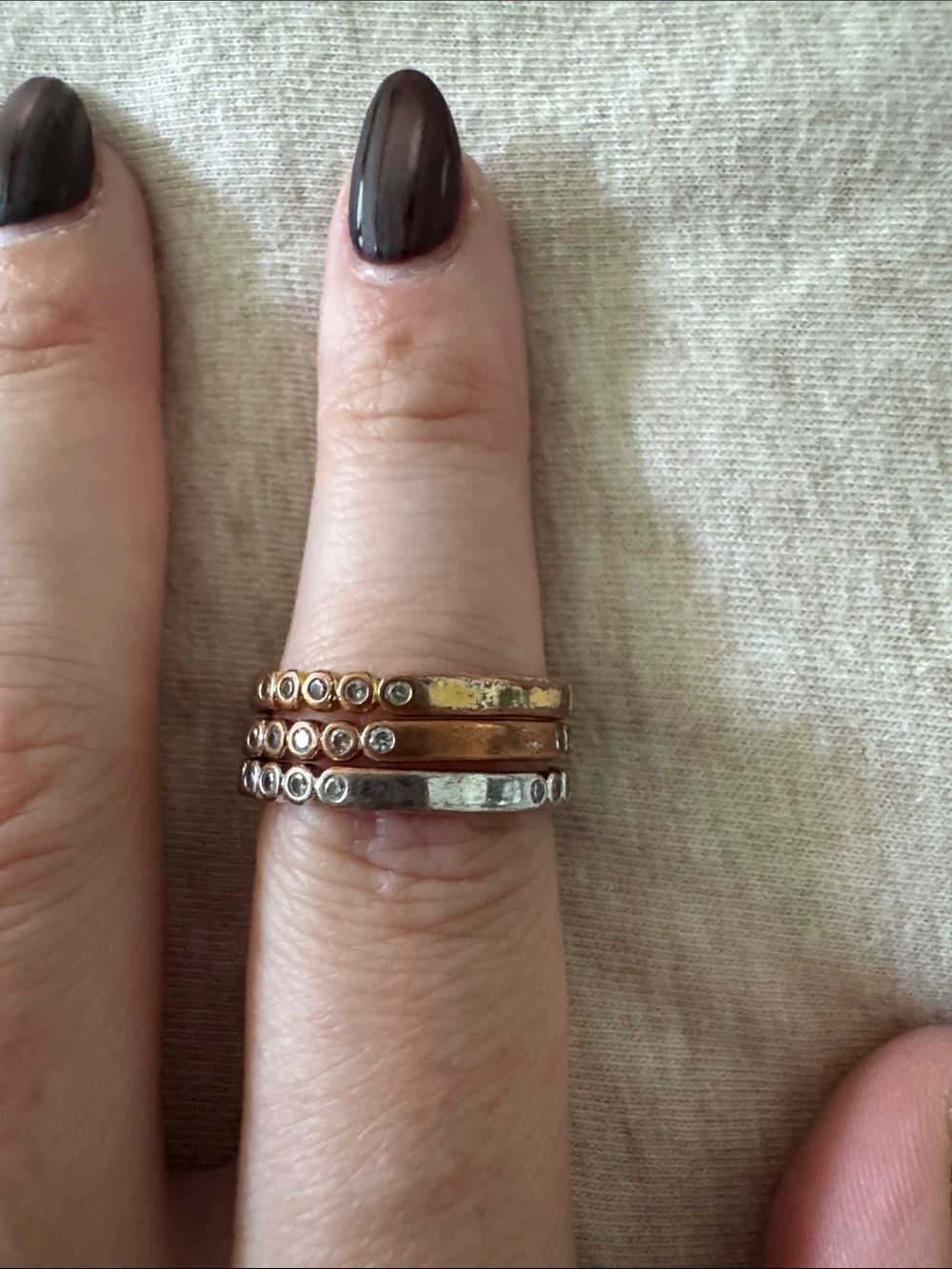 kate spade Mixed Metal Crystal Stackable Rings - Gold, Silver, Rose Gold